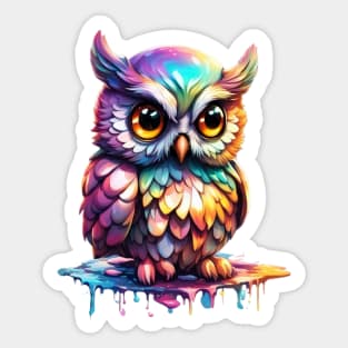 Magical Holographic Owls: Drippy Sticker